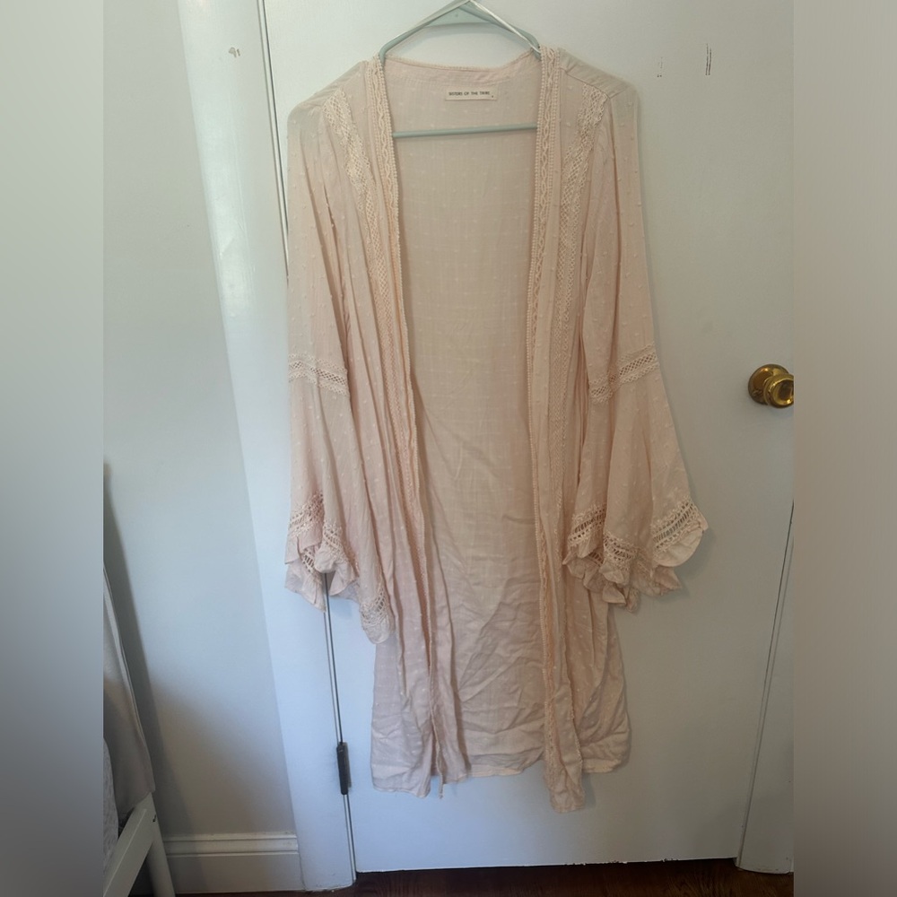 Flowy maxi beach coverup kimono